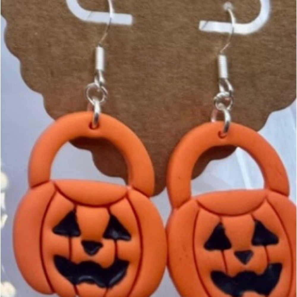 Handcrafted Clay Pumpkin Earrings